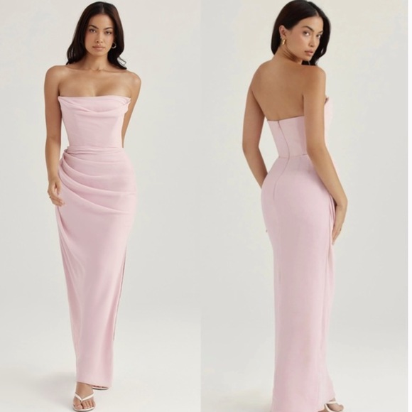 NWT HOUSE OF CB 'Adrienne' Pink Quartz Strapless Gown - Picture 4 of 6